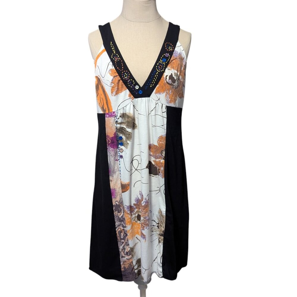 Vintageโ Embroidered Fairy Patchwork Dress Baby Doll Y2K Empire Boho Festival